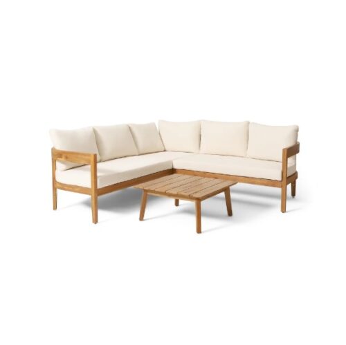 teak wood sofa outdoor L shape natural color dallas