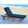 Teak Sun Lounger Blue Cushion