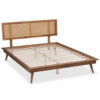 Teak Bed with Rattan Headboard