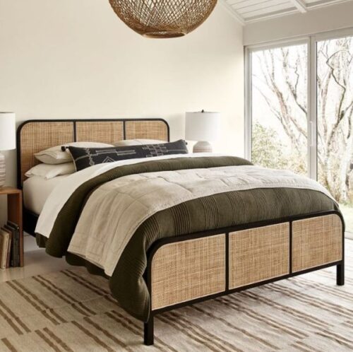 Rattan Bed with Natural Teak Frame