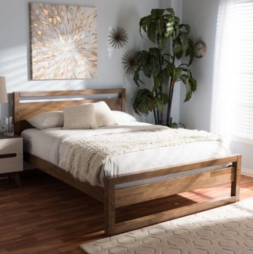 Natural Teak Wooden Platform Bed