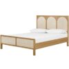 teak platform bed with rattan headboard natural color