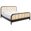 teak bed platform with rattan headboard black