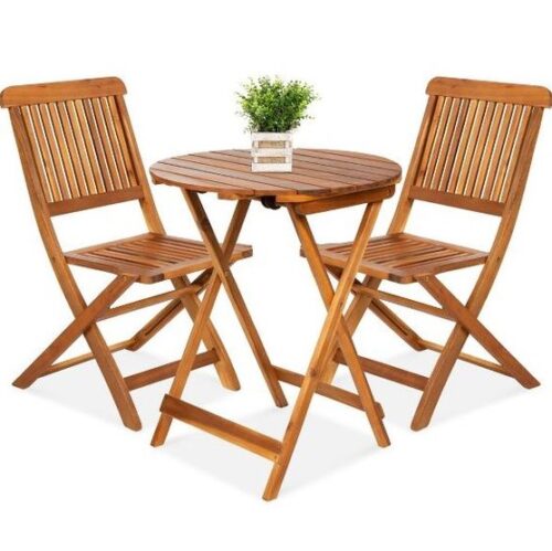 Patio set folding chair teak wood garden outdoor furniture