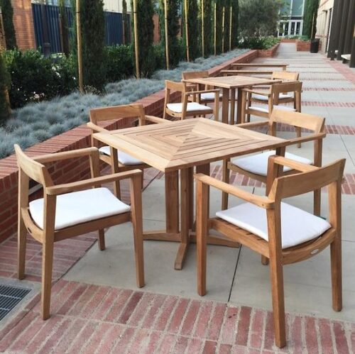 set square teak dining table set for outdoor