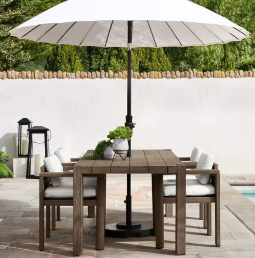 outdoor teak dining table grey with 4 seater catalan
