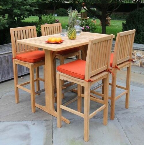 outdoor teak bar table set with 4 stools moldova