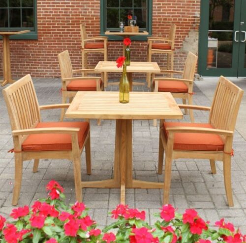 outdoor dining table teak wood with 2 chair queenstown