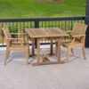 square teak outdoor dining table with 2 chair clementi