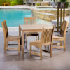 outdoor square teak dining table with 4 chair woodlands