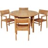 outdoor round dining table teak wood with 4 seating