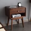 nightstand 1 drawers vintage teak wood