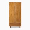 teak wooden wardrobe 2 doors natural color minimalist
