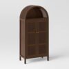 Elips wardrobe 2 doors combination with rattan solid wood brown color
