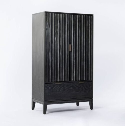 solid teak wood wardrobe black color