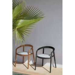 Arm dining chair Teak Wood Rattan Seat