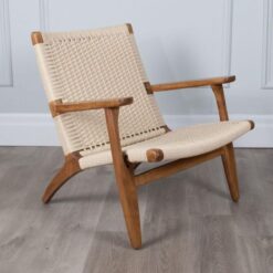 TEAK LOUNGE CHAIR WITH PARACORD FOR HOTEL PROJECT