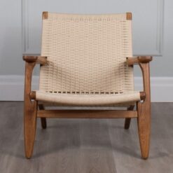 TEAK LOUNGE CHAIR WITH PARACORD FOR HOTEL PROJECT