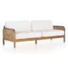 teak wood sofa daybed white cushion with rattan deauville