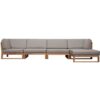 teak wood sofa outdoor L shape grey color rennes