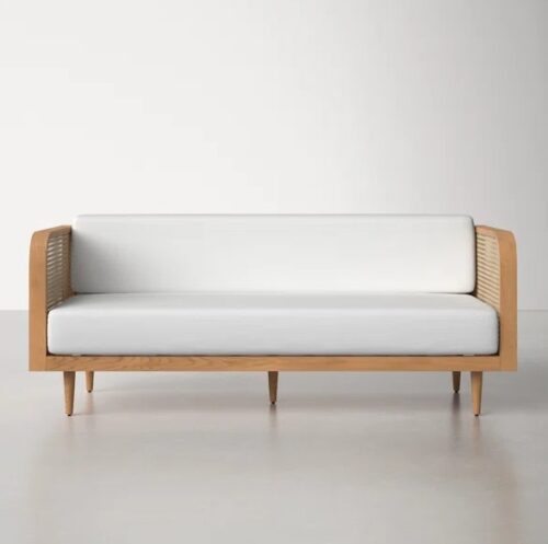 solid teak wood sofa daybed with rattan grenoble