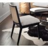 teak wood dining chair black color with rattan backrest