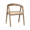 solid teak dining chair curved backrest with leather seat