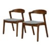 wooden dining chair dark brown color with grey cushion ferrara