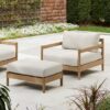 outdoor teak wood sofa with foot rest natural color outdoor teak wood sofa with foot rest natural color