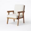 solid teak wood accent chair white cushion dresden