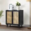 Cabinet 2 door solid teak wood black color