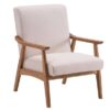 Modern Club chair Teak Wood with cushion white