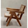 Easy arm chair teak wood with rattan seat dark brown Easy arm chair teak wood with rattan seat dark brown