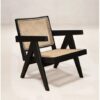 Easy arm chair teak wood with rattan seat black color