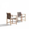 Teak dining chair outdoor with woven sling brown