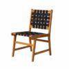 solid teak wood dining chair woven sling seat and backrest