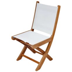 Folding teak chair with white batyline