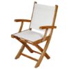Folding teak chair with white batyline with Arm