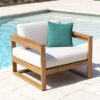 Teak deep seating sofa 1 seat Modern with cushion