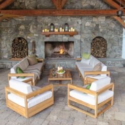 Teak deep seating sofa 1 seat Modern with cushion