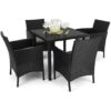garden rattan dining table set black color