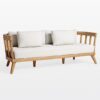 solid teak wood sofa garden 2 seater white cushion