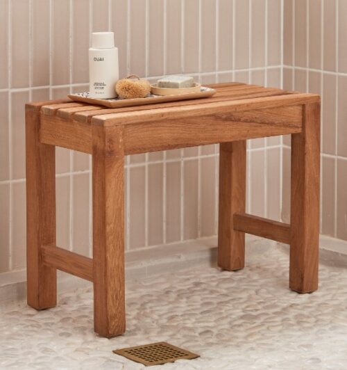 Rectangular stools shower bench Spa Natural Teak Wood Bathroom