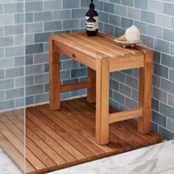 Rectangular stools shower bench Spa Natural Teak Wood Bathroom
