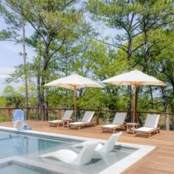 Teak sunbed outdoor Natural Fine sanded with Batyline