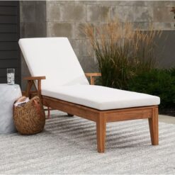 Outdoor sunbed with armrest teak wood