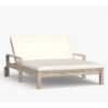 Daybed Sunbed Teak Wood Double Outdoor Whitewashed