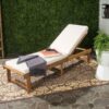 teak sun lounger natural color white cushion