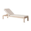 outdoor sun lounger weathered teak with white cushion ouistrehem