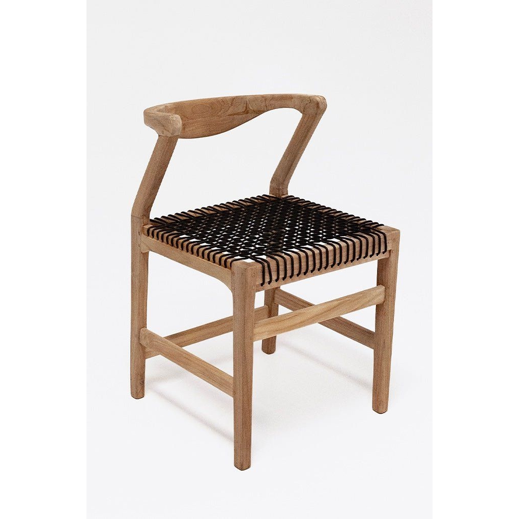 TEAK CHAIR NATURAL COLOR SUPERSANDED WITH PARACORD BLACK TEAK CHAIR NATURAL COLOR SUPERSANDED WITH PARACORD BLACK
